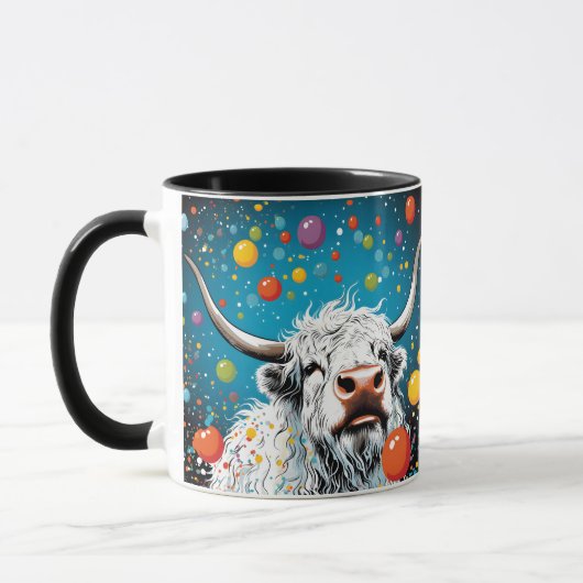 おもしろいスコティッシュハイランド牛の泡。編集可能 マグカップ (左)