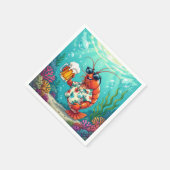 おもしろいスタイリッシュエビとビール スタンダードカクテルナプキン (角)