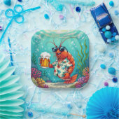 おもしろいスタイリッシュエビとビール ペーパープレート (パーティー)