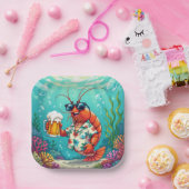 おもしろいスタイリッシュエビとビール ペーパープレート (パーティー)