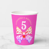 おもしろいスタイリッシュコケガーリーットピンクボウ第5水彩 紙コップ (正面)