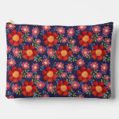 おもしろいスタイリッシュストライプフローラパターンアクセサリーバッグ アクセサリーポーチ (正面)