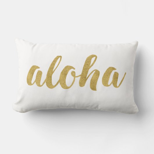 おもしろいスタイリッシュハローアロハの金ゴールド装飾 ランバークッション (正面)