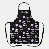 おもしろいスタイリッシュピンクゴルフデザインおよびカスタムモノグラム エプロン (正面)