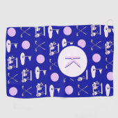 おもしろいスタイリッシュピンクゴルフデザインおよびカスタムモノグラム ゴルフタオル (横)