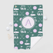 おもしろいスタイリッシュピンクゴルフデザインおよびカスタムモノグラム ゴルフタオル (インサイチュ)