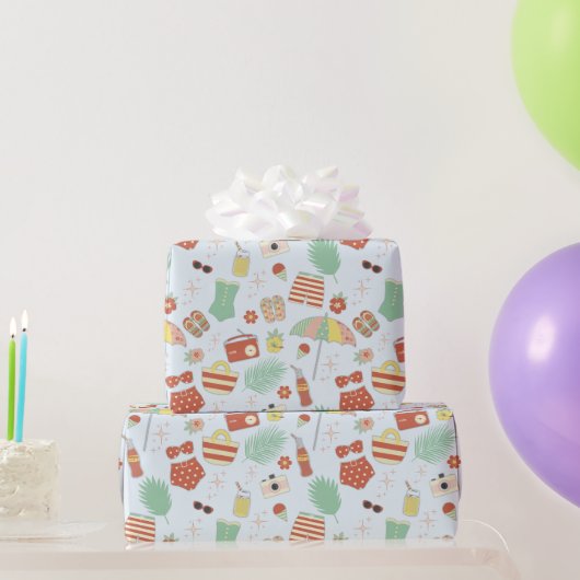 おもしろいスタイリッシュレトロヴィンテージ夏ビーチ水着 ラッピングペーパー (パーティーギフト)