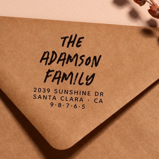 おもしろいスタイリッシュ手書き名のモダン差出人住所 セルフインキングスタンプ