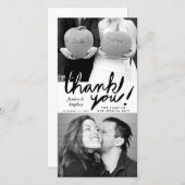 おもしろいスタイリッシュ手書きThank You Twoフォトカード サンキューカード (正面/裏面)