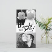おもしろいスタイリッシュ手書きThank You Twoフォトカード サンキューカード (スタンド正面)
