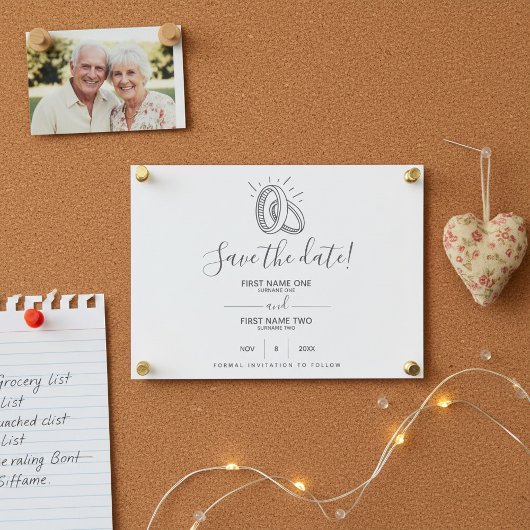 おもしろいスタイリッシュ描結婚リングや輪 セーブザデート