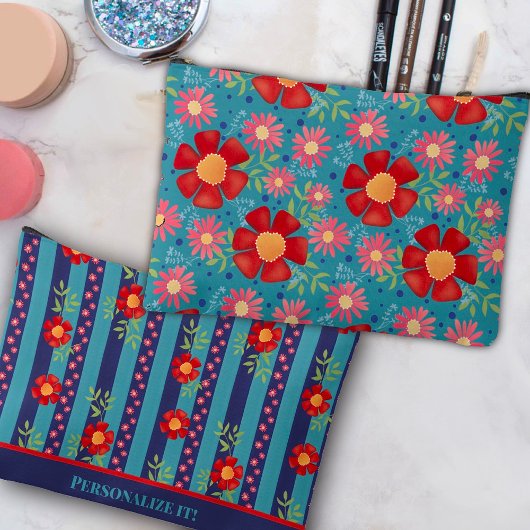 おもしろいスタイリッシュ花柄カスタム化粧料バッグ アクセサリーポーチ