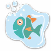 おもしろいスタイリッシュ魚 シール (正面)