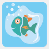 おもしろいスタイリッシュ魚 スクエアシール (正面)