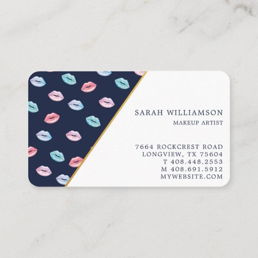 おもしろいスタイル水彩キスマイリップパターン 名刺 (裏面)