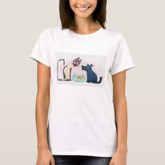 おもしろいスタイル猫・犬・金魚 Tシャツ