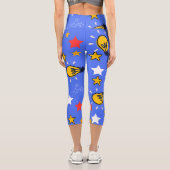 おもしろいスタイル鮮やかブルーブラックグランドスターズ カプリレギンス (裏面)