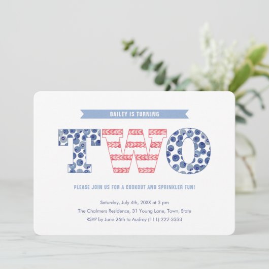 おもしろいスターとストライプ夏の第2の誕生日パーティー 招待状 (スタンド正面)