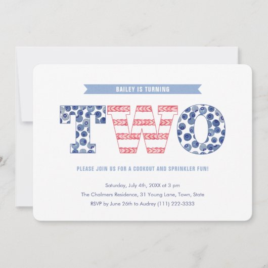 おもしろいスターとストライプ夏の第2の誕生日パーティー 招待状 (正面)