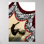 おもしろいスターバーストブラック&ホワイトラブアクティビティ ポスター (正面)