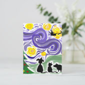 おもしろいスターリーナイトスタイルクリスマスアート シーズンポストカード (スタンド正面)