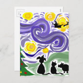 おもしろいスターリーナイトスタイルクリスマスアート シーズンポストカード (正面/裏面)