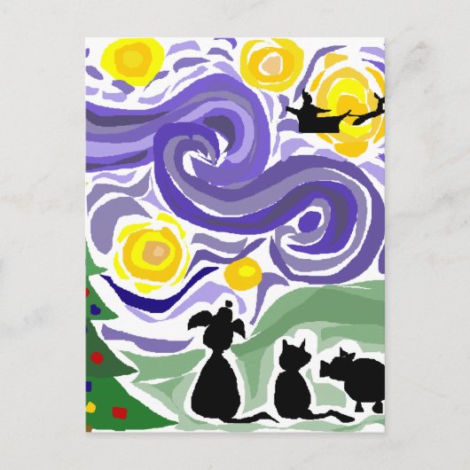 おもしろいスターリーナイトスタイルクリスマスアート シーズンポストカード (正面)