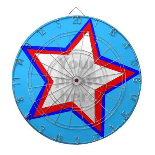 おもしろいスターレッド&ブルー独自のフォトダーツボードを追加 ダーツボード (正面)