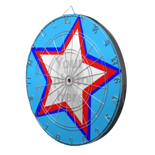 おもしろいスターレッド&ブルー独自のフォトダーツボードを追加 ダーツボード (正面右)