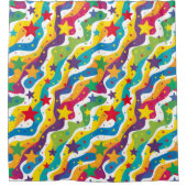 おもしろいスター抽象芸術タイル シャワーカーテン (正面)