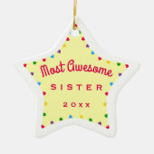 おもしろいスター最も姉素晴らしのクリスマスプレゼント セラミックオーナメント (正面)