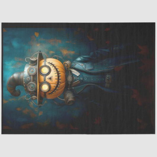 おもしろいスチームパンクハロウィーンパンプキンマンE9Lデコペ 薄葉紙 (正面)