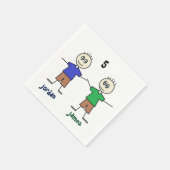 おもしろいスティックフィギュータツインボーイズ誕生日パーティー スタンダードカクテルナプキン (角)