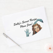 おもしろいステッカーレトロレディーホームキャニングシークレットレシピ 楕円形シール (封筒)