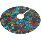 おもしろいステンドグラスのクリスマスツリーのベースカバー ブラッシュドポリエステルツリースカート (アングル)