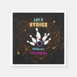 おもしろいストライククールブルースポーツボーリング10誕生日 スタンダードカクテルナプキン