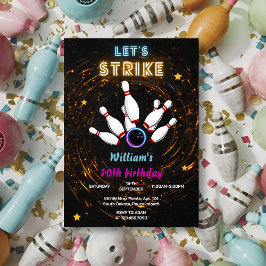 おもしろいストライククールブルースポーツボーリング10誕生日 招待状