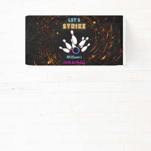 おもしろいストライククールブルースポーツボーリング10誕生日 横断幕 (インサイチュ)