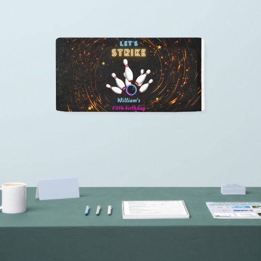 おもしろいストライククールブルースポーツボーリング10誕生日 横断幕 (トレードショー)