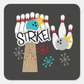 おもしろいストライクボーリングステッカー スクエアシール (正面)