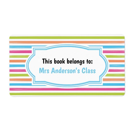 おもしろいストライプこの本はクラス蔵書票に属する ラベル (正面)