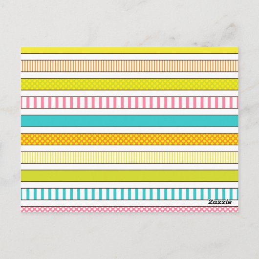 おもしろいストライプと水玉模様のカラフル旗バンティング ポストカード (裏面)