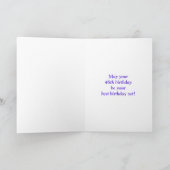 おもしろいストライプのピンク「46」、ハッピー46誕生日、名前 カード (内部)