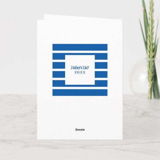 おもしろいストライプのブルーファーザーズデイソン カード (裏面)