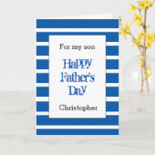 おもしろいストライプのブルーファーザーズデイソン カード (黄色い花)