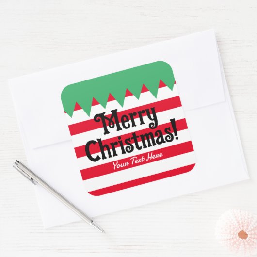 おもしろいストライプの小妖精や小人カスタムスーツ スクエアシール (封筒)