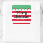 おもしろいストライプの小妖精や小人カスタムスーツ スクエアシール (バッグ)