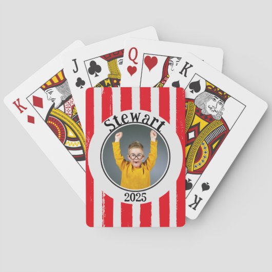 おもしろいストライプの赤家族の写真名(年) トランプ (裏面)