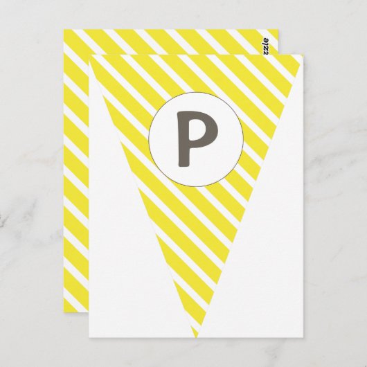 おもしろいストライプイエローカスタマイズ可能なフラグのバンティング ポストカード (正面/裏面)