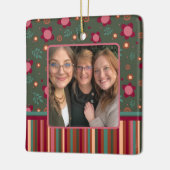 おもしろいストライプカスタムフローラ写真両面 セラミックオーナメント (左)